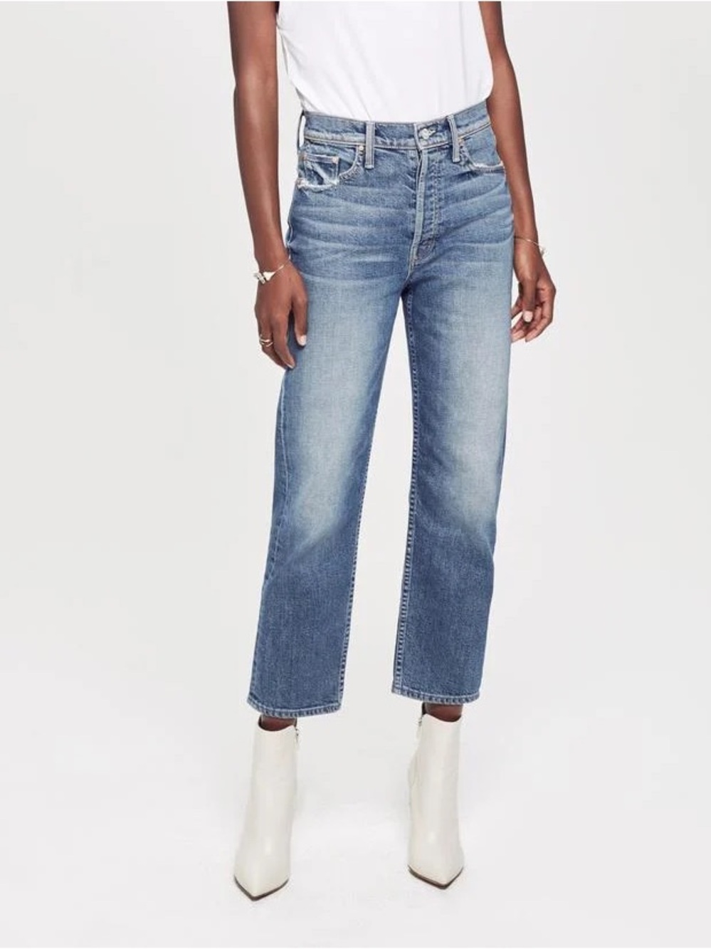 MOTHER Superior The Tomcat Cropped Straight Jeans We All Scream Size 26 Distress